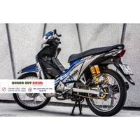 Tem trùm wave ♦FREESHIP♦ xanh đen xám s110, độ dán phủ bộ team decal cho xe máy rẻ đẹp