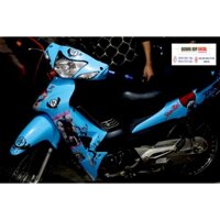 Tem trùm wave ♦FREESHIP♦ samurai xanh đen alpha 100, độ phủ bộ team decal cho xe máy rẻ đẹp (dán đời 2006-2016)