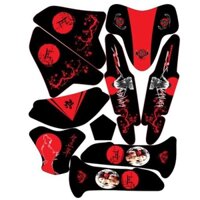 Tem trùm wave ♦FREESHIP♦ samurai đỏ đen alpha 110, độ phủ bộ team decal cho xe máy rẻ đẹp (dán đời 2006-2016)