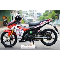 Tem trùm xe Ex 155 đỏ trắng, độ team trùm decal xe máy exciter dán đời 2021