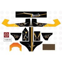 tem trùm xe máy điện 133s độ đen viền vàng Biker - làm tem dán xe máy điện theo yêu cầu - tem trùm xe máy điện rẻ và đẹp