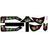 tem trùm xe máy điện 133s độ monter đầu lâu xanh đỏ nền đen  - làm tem dán xe máy điện theo yêu cầu - tem trùm xe máy đi