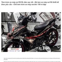 Tem trùm xe máy ex150  Rc đen sọc đỏ - Độ tem xe máy ex150 thiết kế theo yêu cầu - Chế tem trùm xe máy exciter 150 rẻ đẹ