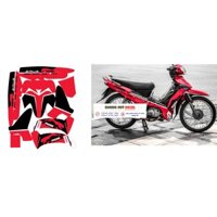 tem trùm xe sirius đỏ đen, độ team dán phủ decal xe máy spark giá rẻ đẹp