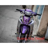Tem trùm xe wave nhỏ tím xám, độ team dán phủ decal xe máy giá rẻ đẹp