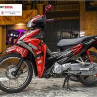 Tem trùm xe Wave rsx đỏ đen, độ team dán phủ decal xe máy giá rẻ đẹp