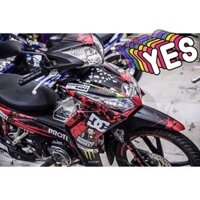 Tem trùm xe wave RSX monkey đen đỏ - Độ dán team trùm decal xe máy wave RSX - Team trùm decal xe máy wave rẻ đẹp và chất