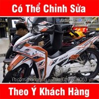 Tem Trùm Xe Wave RSX Trắng Cam Warning