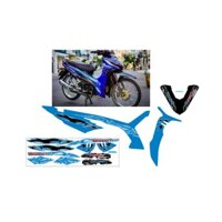 TEM WAVE RSX ĐỜI MỚI MẪU LỬA XANH TRẮNG ĐEN CAO CẤP, TEM THIẾT KẾ 3 LỚP SIÊU DÍNH