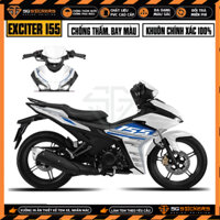 Tem Xe Exciter 155 Thiết Kế Thể Thao | EX15534 | Team Decal Hình Dán Xe Máy Ex155 Trắng Đỏ Xanh Chống Nước Bền Màu