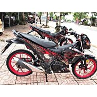 Tem xe Satria Fi Samurai đỏ đen