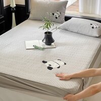 【Ten Beans】Ga trải giường dày hình gấu trúc dễ thương, Vỏ bảo vệ nệm nâng cao, 4,9 Feet, 5,9 Feet