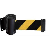 Tensabarrier Black Mini Wall Mount 13'L Black/Yellow Chevron Retractable Belt Barrier (896-STD-33-MAX-NO-D4X-C)