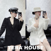 Terahouse Áo vest nữ tay phối lông vũ sang