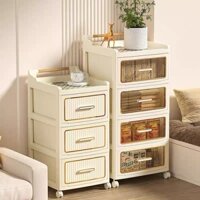 TessaHome 4 Tầng Thùng Chứa Có Bánh Xe Lăn Dung Tích Lớn Đẩy Tay Tủ Bảo Quản Đồ Lặt Vặt Sách Ăn Nhẹ
