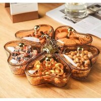 [TẾT 2024] Khay Mứt Chất Liệu Mika, Hộp Đựng Mứt Tết Bánh Kẹo Hình tim 5 ngăn bàn xoay sang trọng