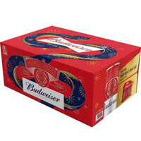 [Tết 2025] Bia BUDWEISER lon cao 330ml + Hộp quà 3 chai ALU 355ml phiên bản - Thùng 24 lon