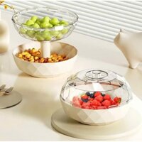 [TẾT 2025] Khay đựng mứt tròn, đĩa đựng hoa quả 2 tầng, khay đựng trái cây, mứt thiết kế nhỏ gọn, 2 tầng siêu xinh