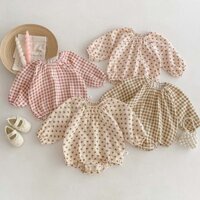 Tết Áo Liền Quần Tay Dài Bằng Vải Cotton Thời Trang Mùa Xuân Mới 2024 Dành Cho Bé Trai Gái 0-2 Tuổi
