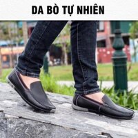 Tết Mới Xả -GIÀY LƯỜI NAM PELLE DA THẬT MÀU ĐEN VIỀN NÂU - PL008 -DEN D23 . $