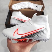 TẾT sale 12-12 Giày Bóng Đá Mercurial Superfly 7 Elite Trắng Vạch Cam Cao Cổ TF ( Tặng kèm hộp ) 2021.