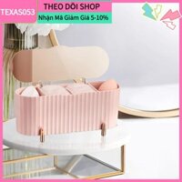 Texas053 Hộp Đựng Bóng Bông Hình Chữ Nhật Màu Hồng 3 Ngăn Hộp Đựng Qtip Đa Năng Chống Bụi Nắp Trong Suốt Cho Miếng Tăm Bông Tròn