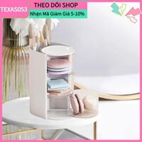 Texas053 Hộp đựng miếng bọt biển trang điểm Ngăn kéo 3 lớp Bàn chải lưu trữ mỹ phẩm màu trắng trong suốt cho phòng tắm