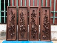 TG33 Tranh Tứ Bình Gỗ Gụ Mật Đục Tay Siêu Kỹ (  Chị Huệ, Nam Định )