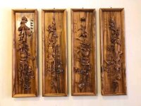 TG94 Tranh Đục Tứ Bình Gỗ Gụ Ta ( Anh Huấn, Quảng Trị )