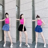 [TH Jeans] Quần jeans giả váy, quần bò giả váy dáng xòe, lưng cao túi nắp 1 khuy. Mã V7009