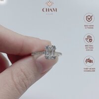 TH013 Nhẫn bạc mặt vuông đính đá Chamsilver