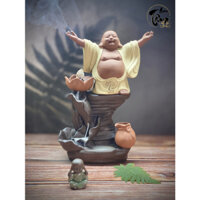 Thác khói nụ trầm hương phật Di Lạc cát tường may mắn tặng kèm 5 nụ trầm