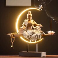 Thác Khói Phật Bà Đọc Sách Đèn LED Cao Cấp [Tổng Kho Dụng Cụ Trầm Hương]