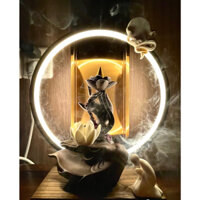 THÁC KHÓI TRẦM HƯƠNG BÀN TAY NÂU CÓ ĐÈN LED ( tặng tượng quỳ lạy và tràng hạt kèm 10 nụ trầm)