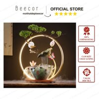 Thác Khói Trầm Hương Hoa Sen Đèn Led - Mẫu Màn Mưa Nước Chảy - Hàng Nhập Khẩu Decor Cao Cấp [Kèm Máy Phun Sương]