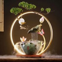 Thác Khói Trầm Hương Hoa Sen Đèn Led - Mẫu Màn Mưa Nước Chảy