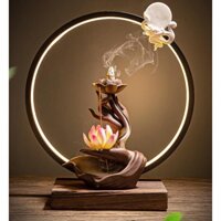 Thác khói trầm hương kết hợp kệ đèn chỉnh màu, thác khói trầm hương đèn Led [Tổng Kho Dụng Cụ Trầm Hương]