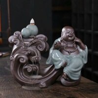 Thác khói trầm hương phong thủy  cao cấp Phật di lặc tặng kèm 10 nụ trầm