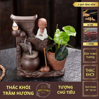 Thác Khói Trầm Hương Tiểu Cảnh Chú Tiểu Ngồi Thiền Decor Phong Thủy Tặng Kèm 10 Nụ Trầm - Thác Khói Trầm Hương Hà Nội
