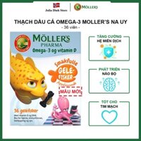 Thạch dẻo dầu cá tuyết Omega 3 MOLLERS cho bé từ 3 tuổi vị cam nội địa Na Uy - hộp 36 viên