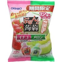 Thạch rau câu Orihiro 12 túi vị Dưa Lưới – Dâu