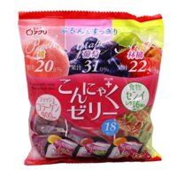 Thạch Rau Câu Tổng Hợp Vị Nho, Đào & Táo, Konjac Jelly, Mixed Fruit Flavours, 18 Cái (324g) - YUKIGUNI AGURI