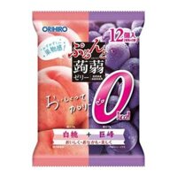 Thạch Rau Câu Vị Đào & Nho Tím, Purun & Konjac Jelly Pouch, Peach & Grape, 12 Gói (240g) - ORIHIRO