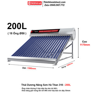 Thái dương năng Sơn Hà Titan 316 200l