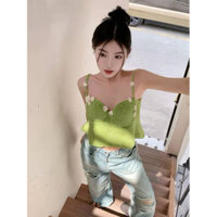 Thai Travel Three-Dimensional Flower Knitted Small Tank Top Vest Women's Summer Outer Wear Pure Desire Wind Woven Short Waist-Controlled Top 7T67