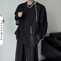 Thaliawisp Áo nỉ nam có dây kéo phong cách Hàn Quốc mới mùa thu màu trơn Áo dài tay đơn giản