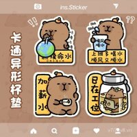 Thảm cách nhiệt bàn, đế lót ly cao su chống trượt, không dễ di chuyển, họa tiết hoạt hình, đường thủy mịn, capybara