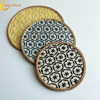 Thảm cách nhiệt RADIANTFLASH, Coaster tròn chống trượt, Phụ kiện nhà bếp Cây nho bền dệt Thảm trải bàn lớn Nồi