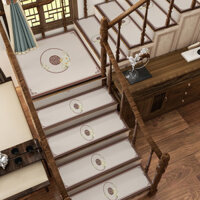 Thảm cầu thang tự dính chống trượt kiểu Trung Quốc, đất diatom, thảm bậc gỗ rắn, thảm cầu thang xoắn ốc tại nhà, có thể tùy chỉnh