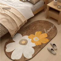 Thảm Chân Giường Lông Cừu Trải Phòng Ngủ Họa Tiết Xinh Xắn Kích Thước 50×120cm, Thảm Dercor